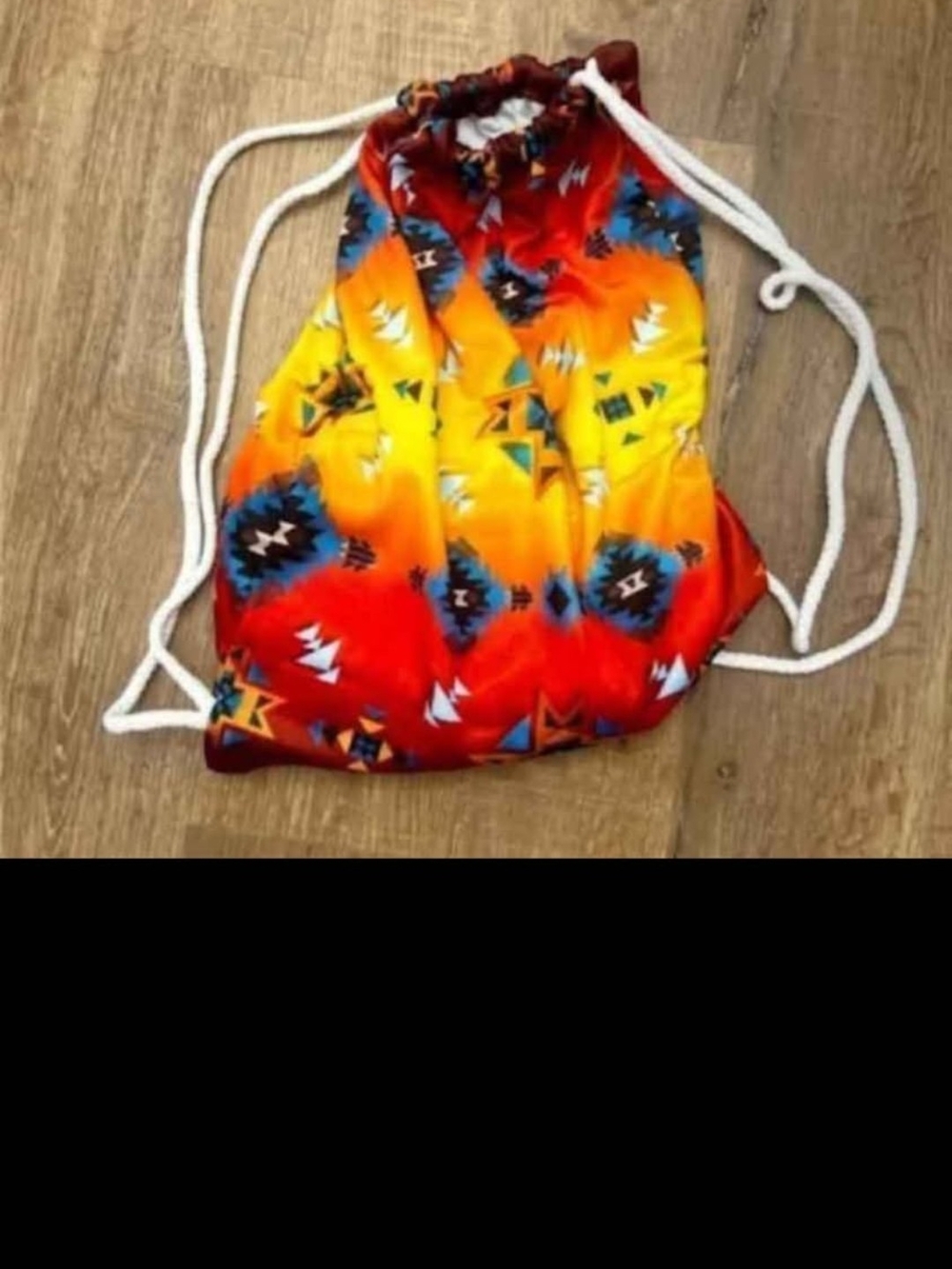 Vibrant Aztec Drawstring Backpack in Red, Orange & Yellow